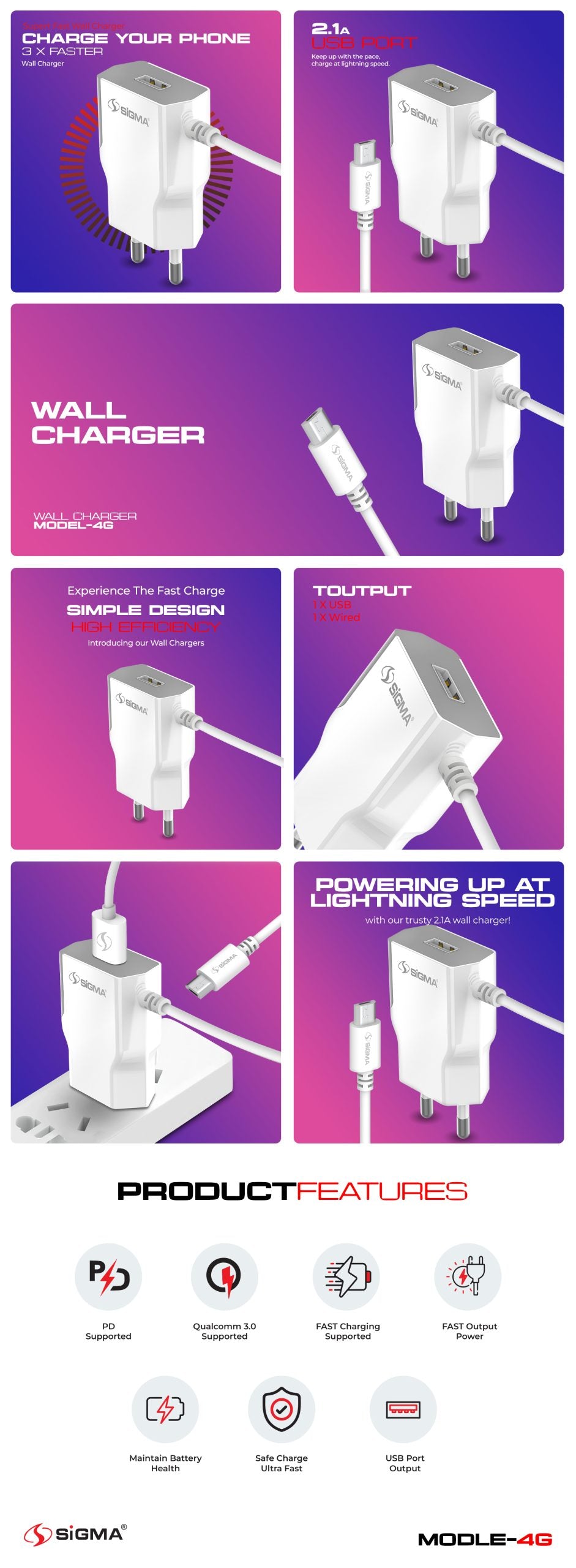 Sigma Travel Charger 4G - Micro