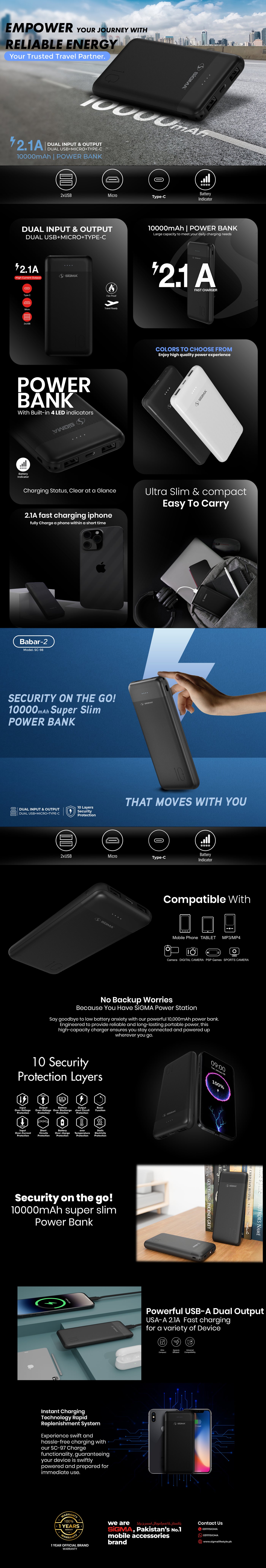 SIGMA BABAR-1 POWER BANK 10000 MAH SC-98