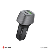 Sigma Type-C PD+QC Car Charger CR010 – 54W Dual Port Fast Charger