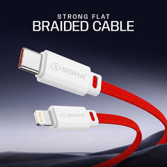 Sigma Type C to Lightning Braided Cable delivers fast 27W PD charging for iPhone & iPad from any USB-C source. Durable braided design. Buy Now!