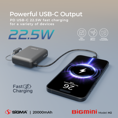 Sigma M-2 BigMini – World's Smallest 20000mAh Power Bank | Credit Card Size | Fast Charging