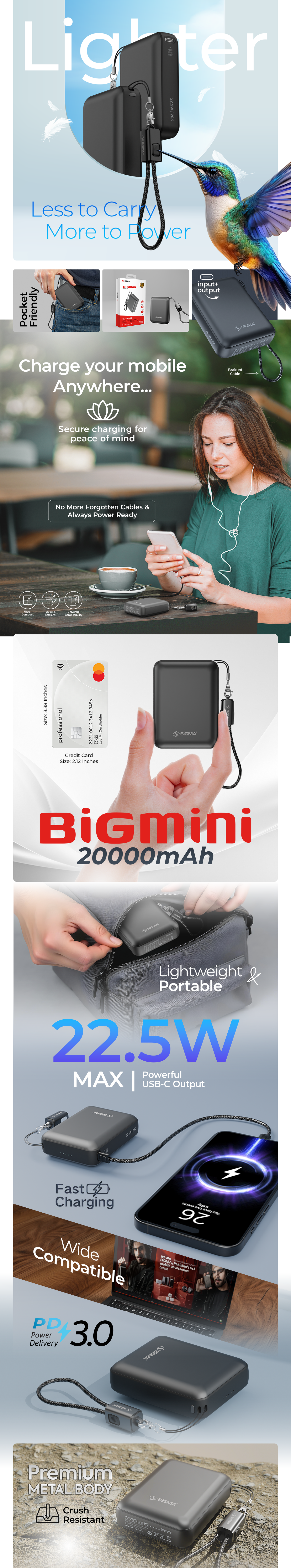 SiGMA M2 Big Mini Power Bank 20000mAh