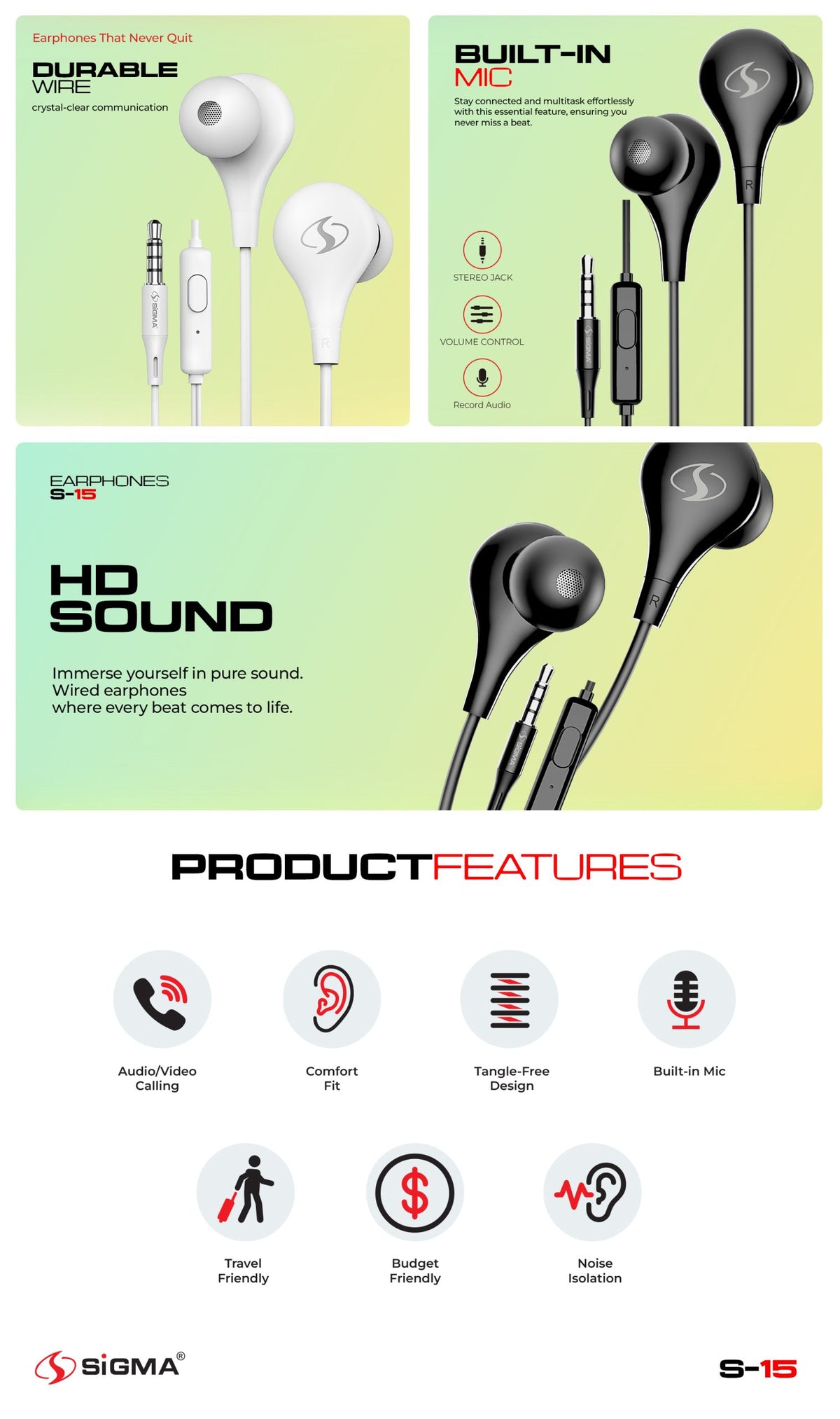 Sigma S15 Hi-Definition Earphones