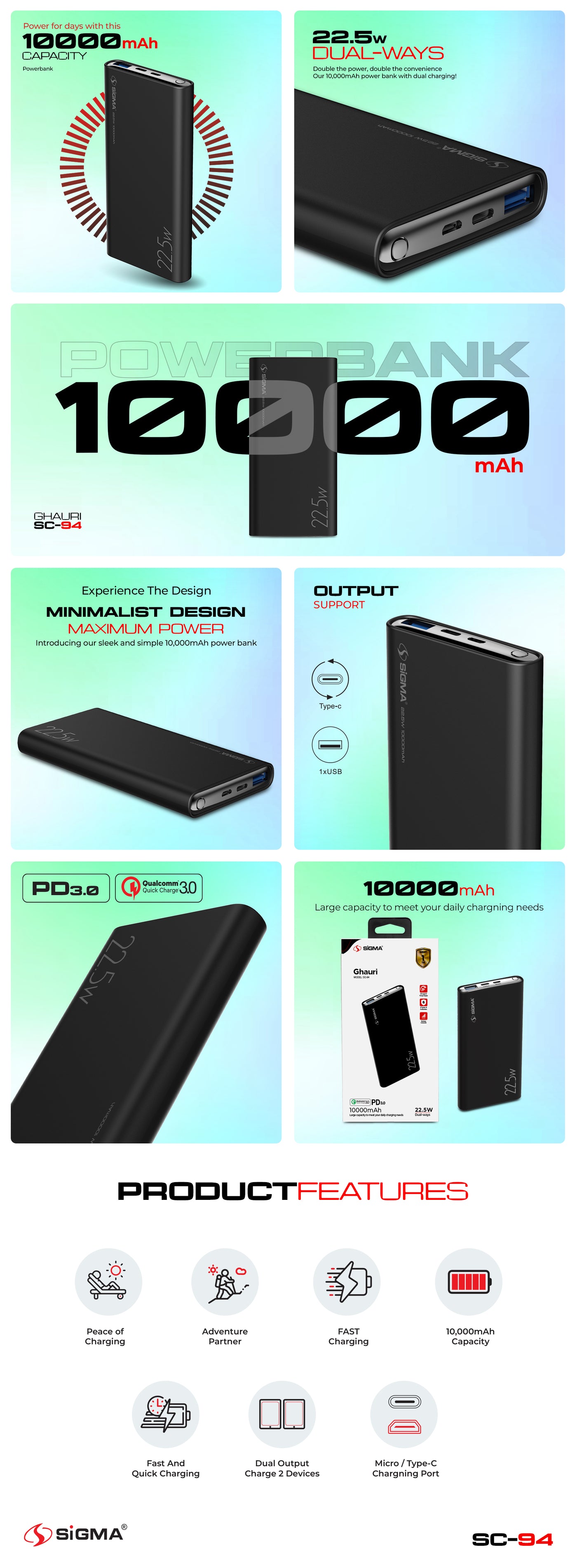 Sigma Ghauri Power Bank 10000mAh SC-94