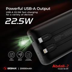 SiGMA ABDALI-2 Fast Charging Dual Ports 22.5W Power Bank