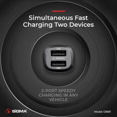 Sigma Dual USB Ultra Fast Car Charger CR011 2.4A