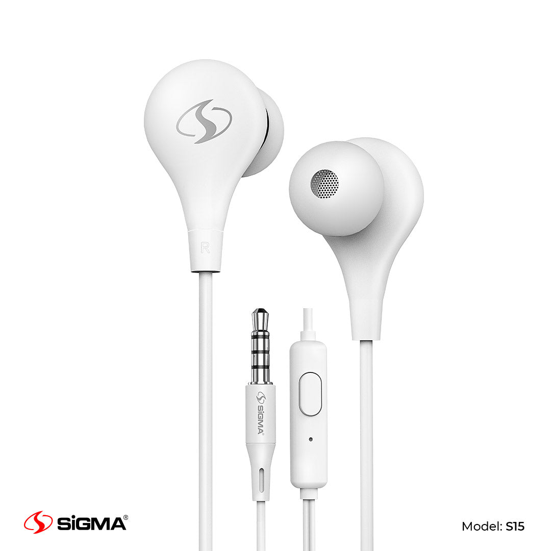 Sigma Hi-Definition White Stereo Earphones S15