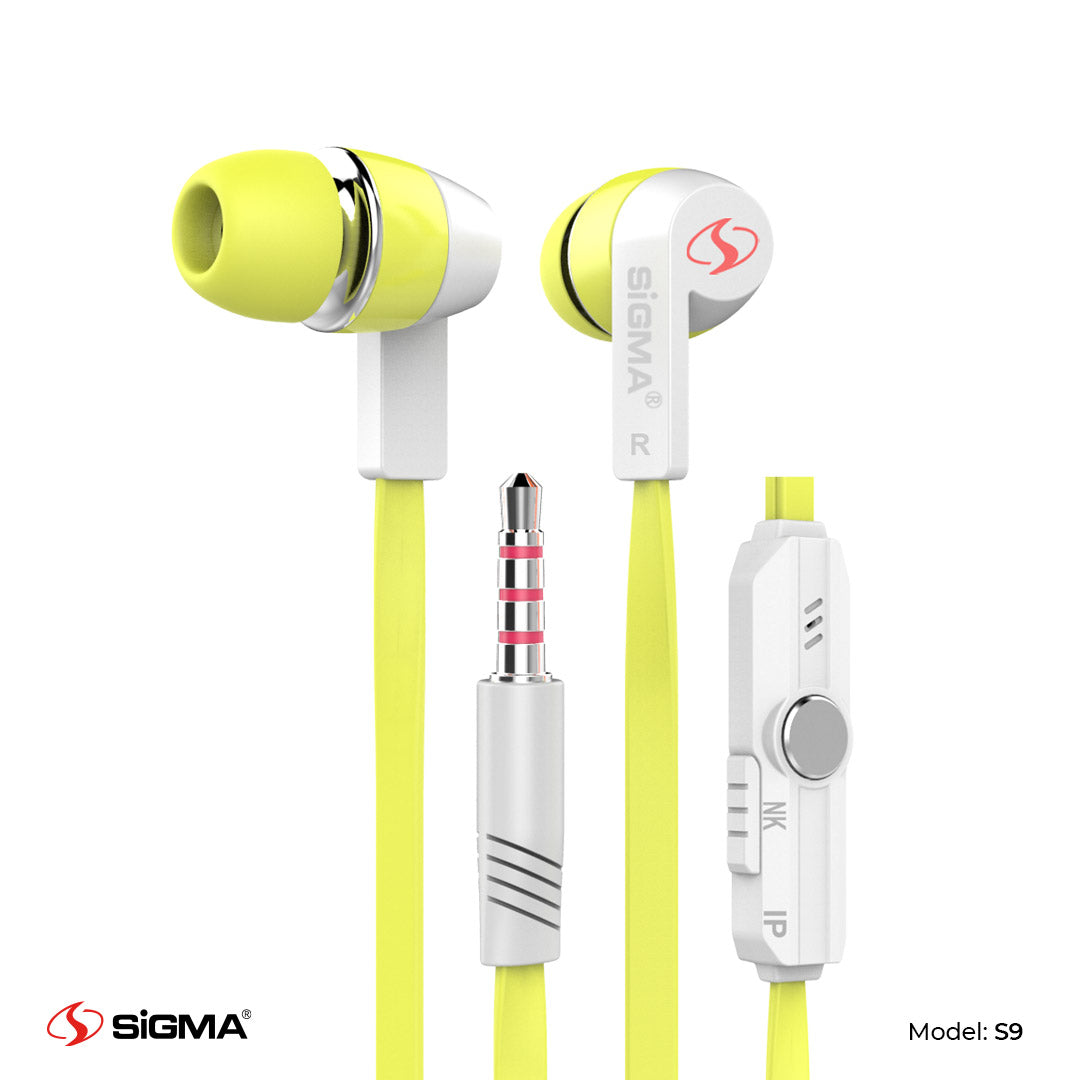Sigma High Quality Stereo Earphones S9 Yellow