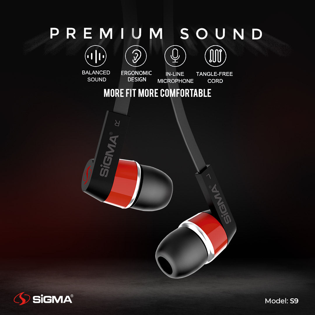 Sigma S9 Stereo Earphones Handsfree