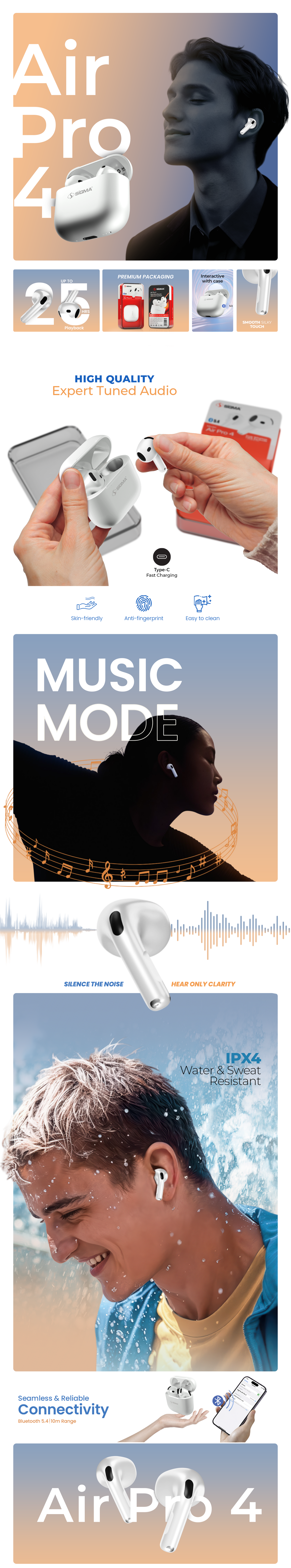 SIGMA Wireless Earbuds Airpro 4