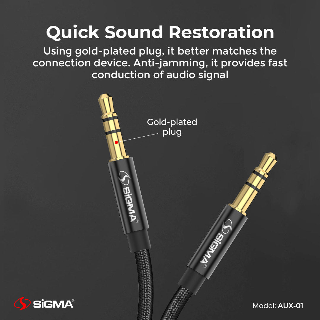 Sigma AUX Stereo Audio Cable - AUX - 01 - Sigma Lifestylesigmalife.stylesimple