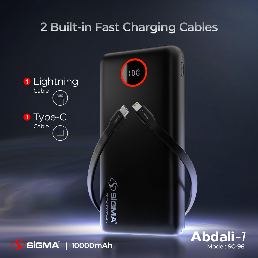 SiGMA ABDALI-1 (2in1) Power Bank 10000mAh SC-96 | 22.5W Fast Charging, Dual Ports