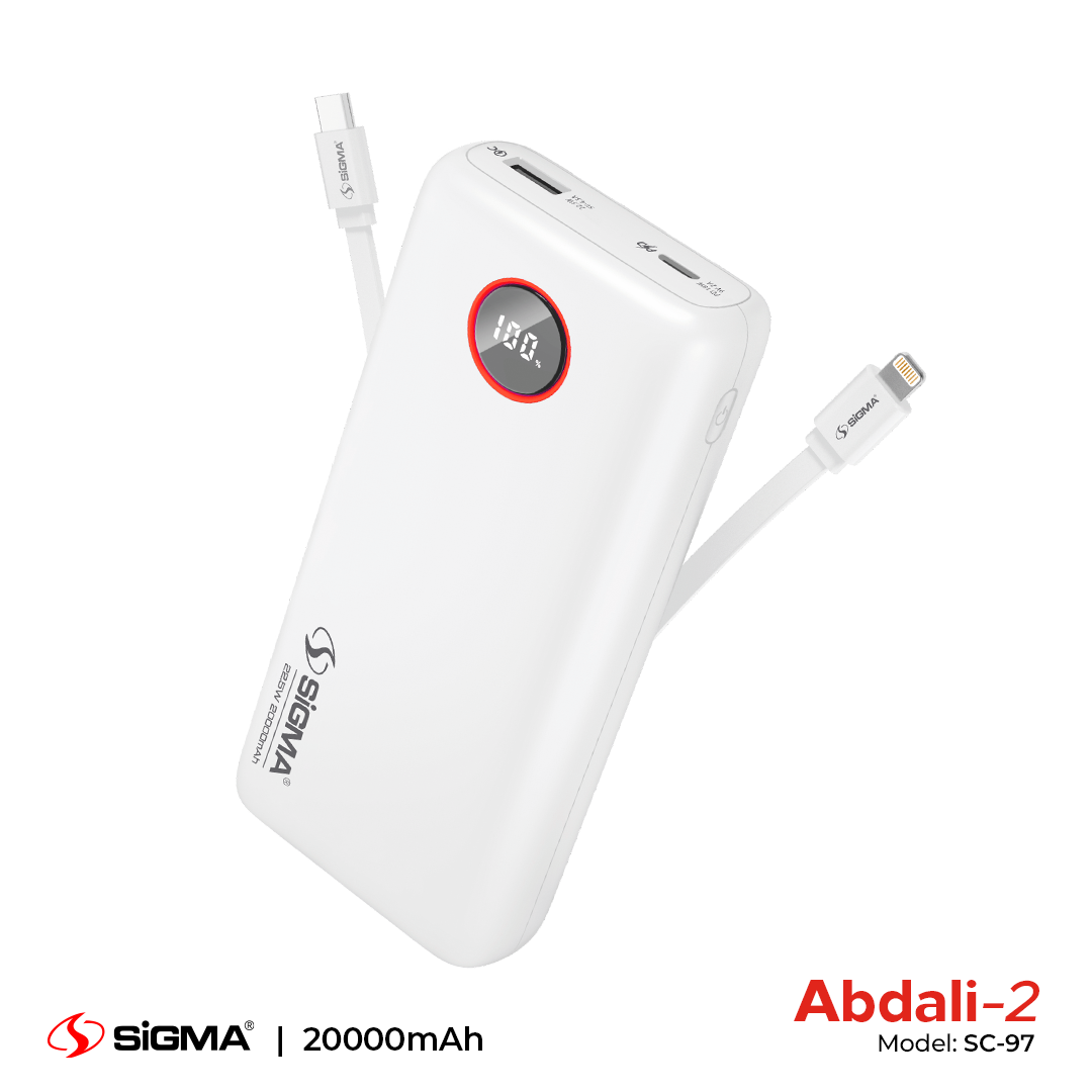 SiGMA ABDALI-2 Power Bank 20000mAh SC-97 | 22.5W Fast Charging, Dual Ports