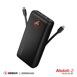 SiGMA ABDALI-2 Power Bank 20000mAh SC-97 | 22.5W Fast Charging, Dual Ports