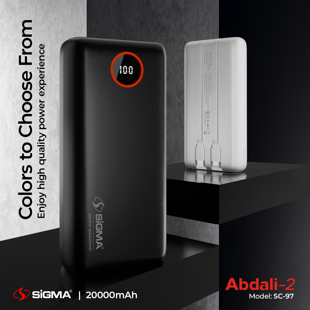 SiGMA ABDALI-2 Power Bank 20000mAh SC-97 | 22.5W Fast Charging, Dual Ports