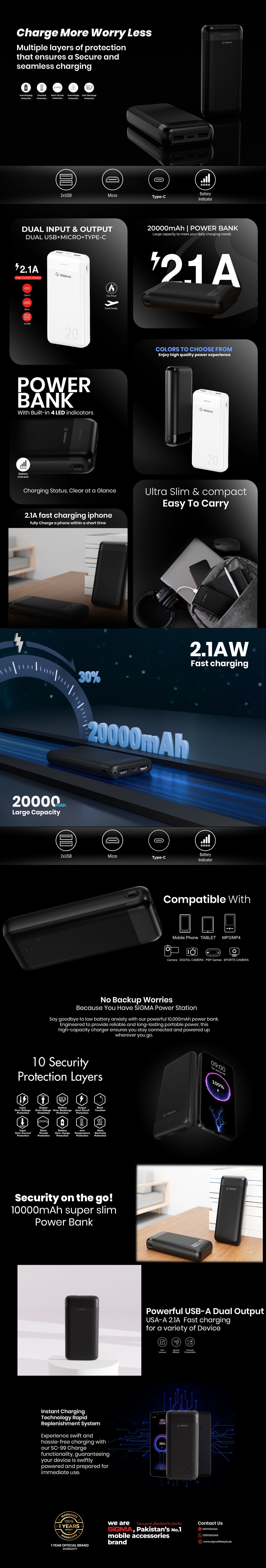 SIGMA BABAR-2 POWER BANK 20000 MAH SC-99