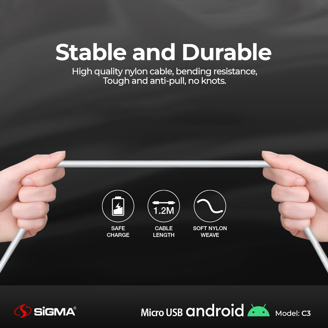 MICRO HIGH SPEED CABLE 2.4A C - 3 - Sigma LifestyleSigma Lifestyle