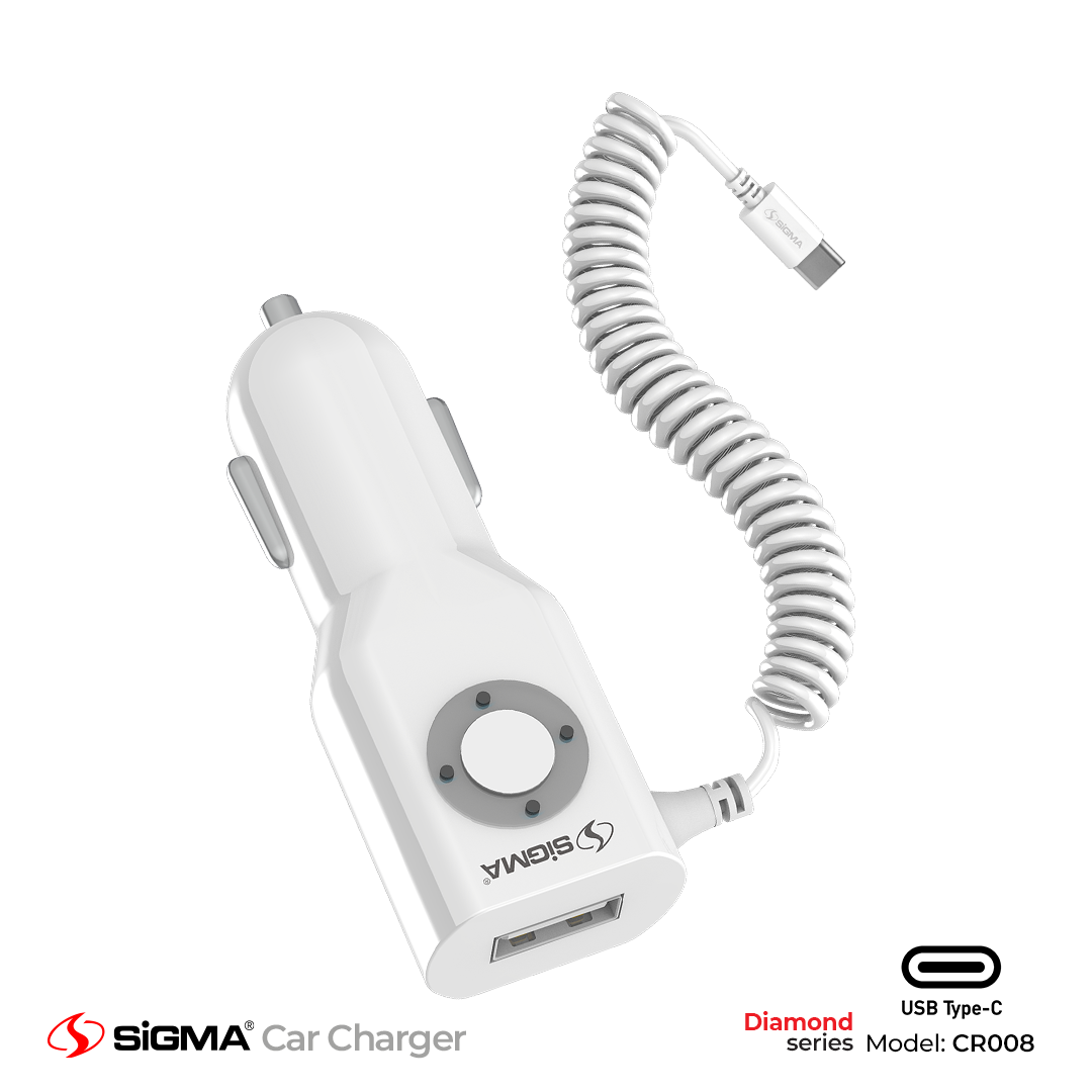 Sigma Diamond Series Car Charger with Built-in Type - C cable - CR008