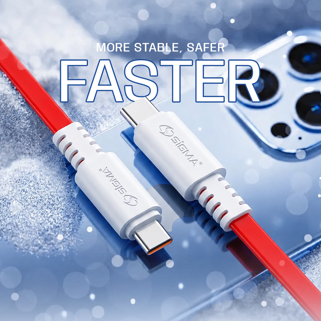 Sigma C to C Flat Cable F1 – 60W Fast Charging Type-C to Type-C Cable