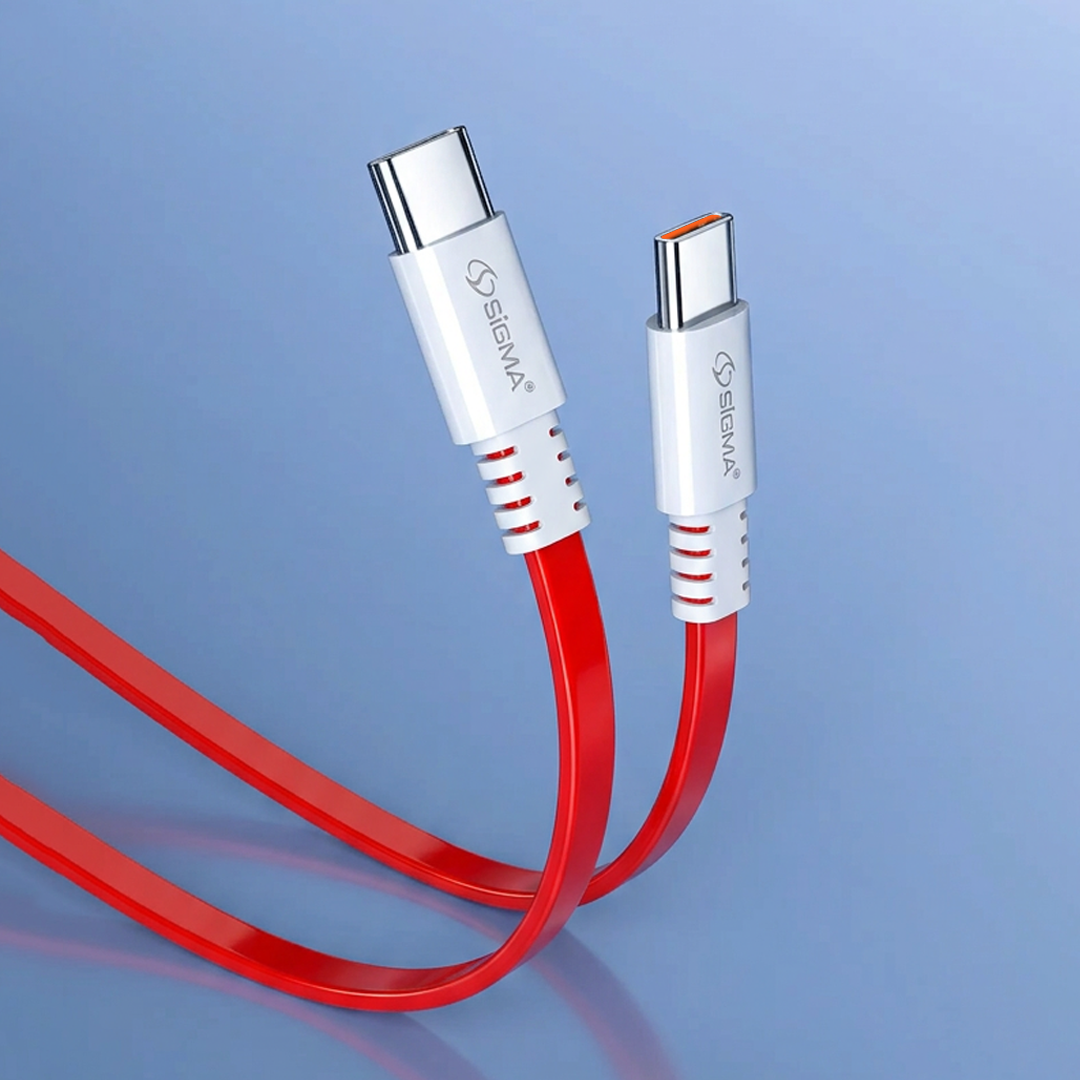 Sigma C to C Flat Cable F1 – 60W Fast Charging Type-C to Type-C Cable