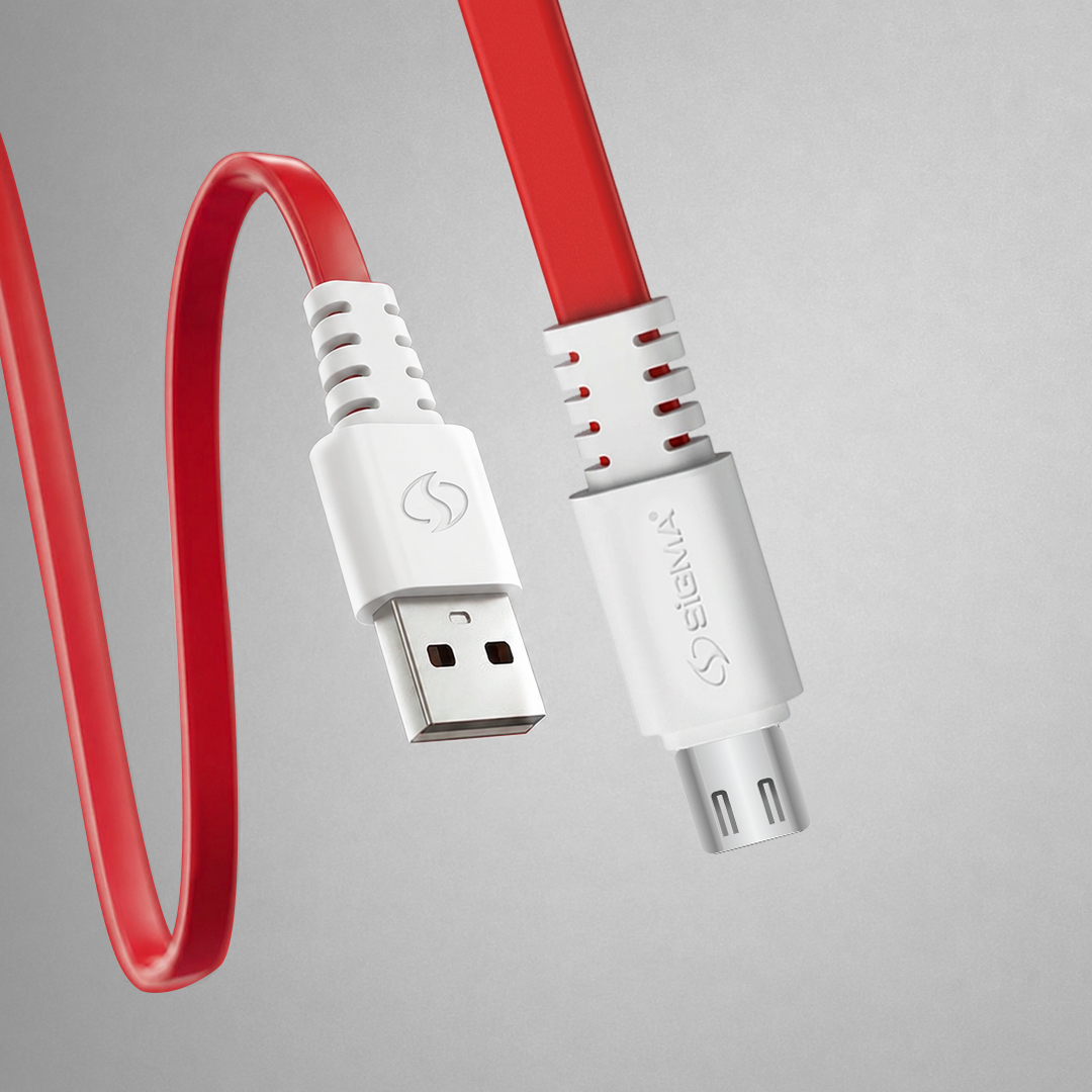 Sigma Micro Flat Cable F1 – 2.4A Fast Charging USB to Micro USB Cable for Android