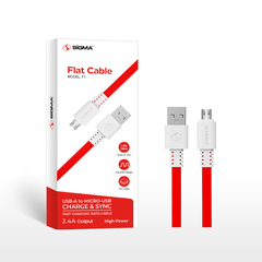 Sigma Micro Flat Cable F1 – 2.4A Fast Charging USB to Micro USB Cable for Android