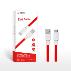 Sigma Type-C Flat Cable F1 – 3A Fast Charging USB to Type-C Cable for Android