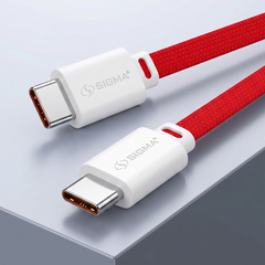 Sigma Type C to Type C Braided Cable delivers powerful 60W PD fast charging for phones, tablets & laptops. Tangle-free flat design, 1 meter. Buy Now!