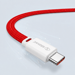 Sigma Type C to Type C Braided Cable delivers powerful 60W PD fast charging for phones, tablets & laptops. Tangle-free flat design, 1 meter. Buy Now!