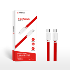 Sigma Type C to Type C Braided Cable delivers powerful 60W PD fast charging for phones, tablets & laptops. Tangle-free flat design, 1 meter. Buy Now!