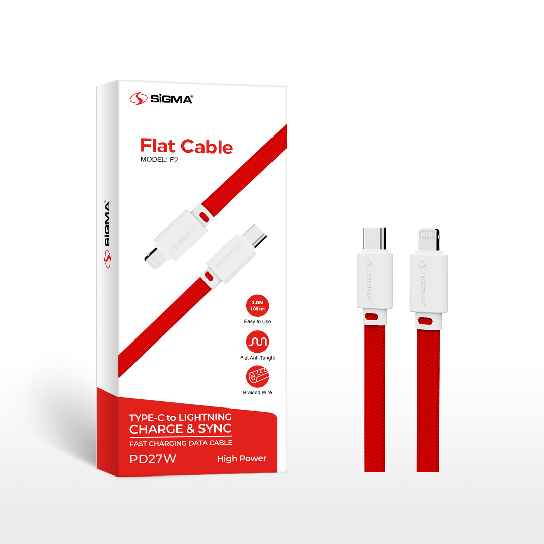 Sigma Type C to Lightning Braided Cable delivers fast 27W PD charging for iPhone & iPad from any USB-C source. Durable braided design. Buy Now!