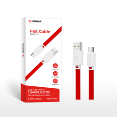 Sigma Type-C Flat Cable F2 – 3A Fast Charging Braided USB to Type-C Cable