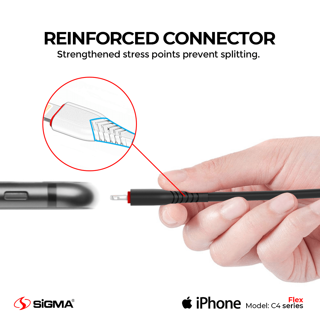  - C2.4A Flex Cable - Lightning (iPhone) C4 - Sigma Lifestylesigmalife.stylevariable