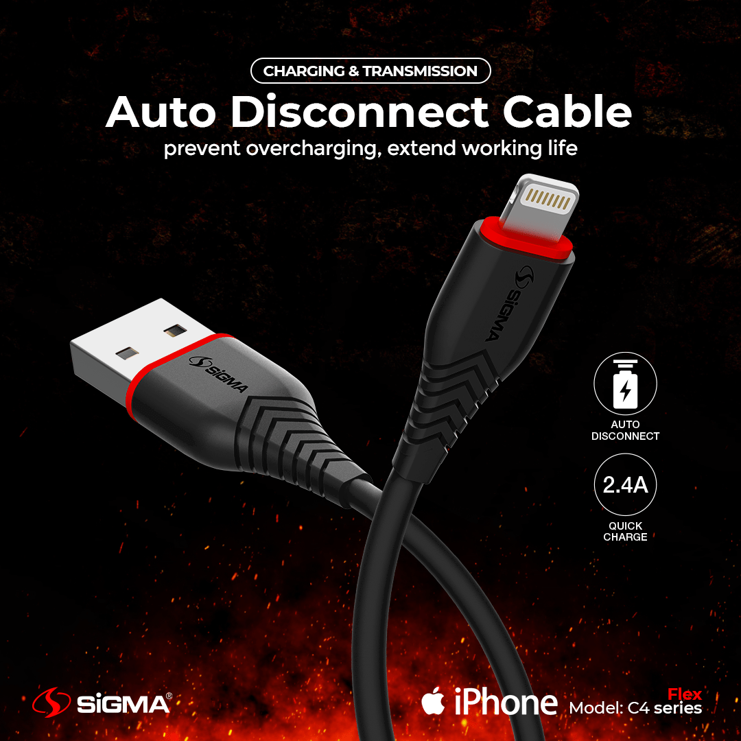  - C2.4A Flex Cable - Lightning (iPhone) C4 - Sigma Lifestylesigmalife.stylevariable