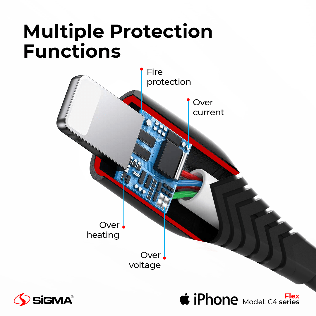  - C2.4A Flex Cable - Lightning (iPhone) C4 - Sigma Lifestylesigmalife.stylevariable