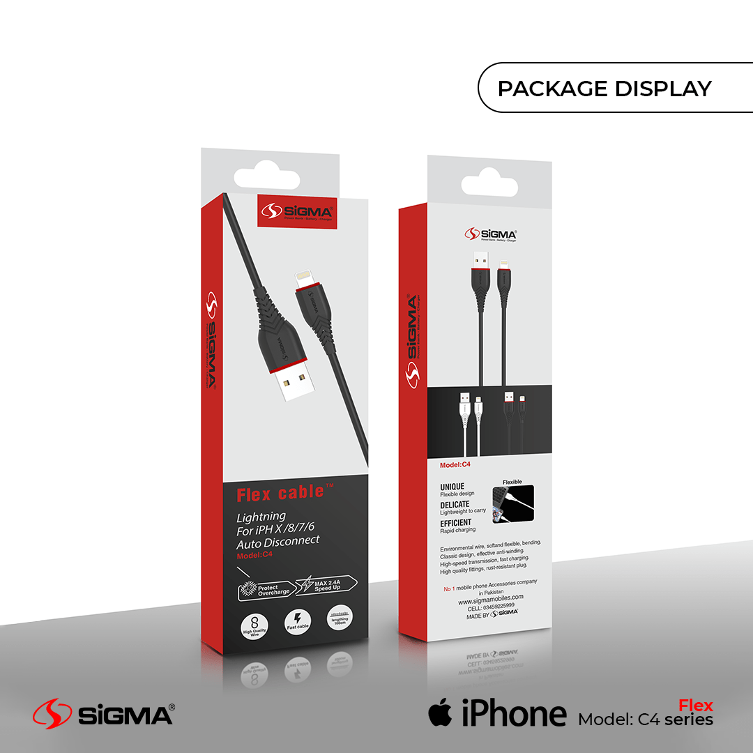  - C2.4A Flex Cable - Lightning (iPhone) C4 - Sigma Lifestylesigmalife.stylevariable