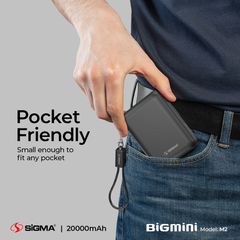 Sigma M-2 BigMini – World's Smallest 20000mAh Power Bank | Credit Card Size | Fast Charging