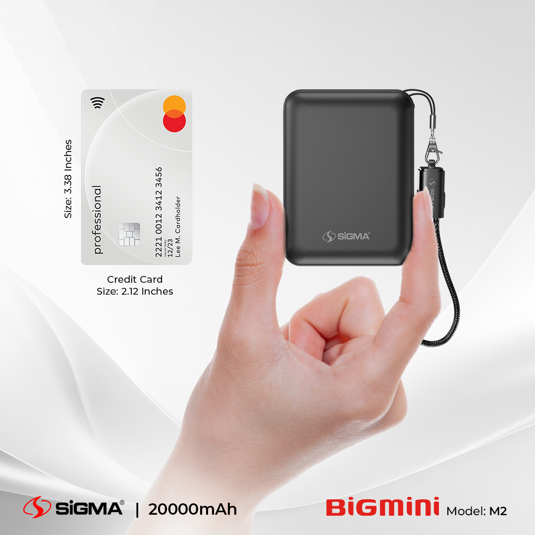 Sigma M-2 BigMini – World's Smallest 20000mAh Power Bank | Credit Card Size | Fast Charging
