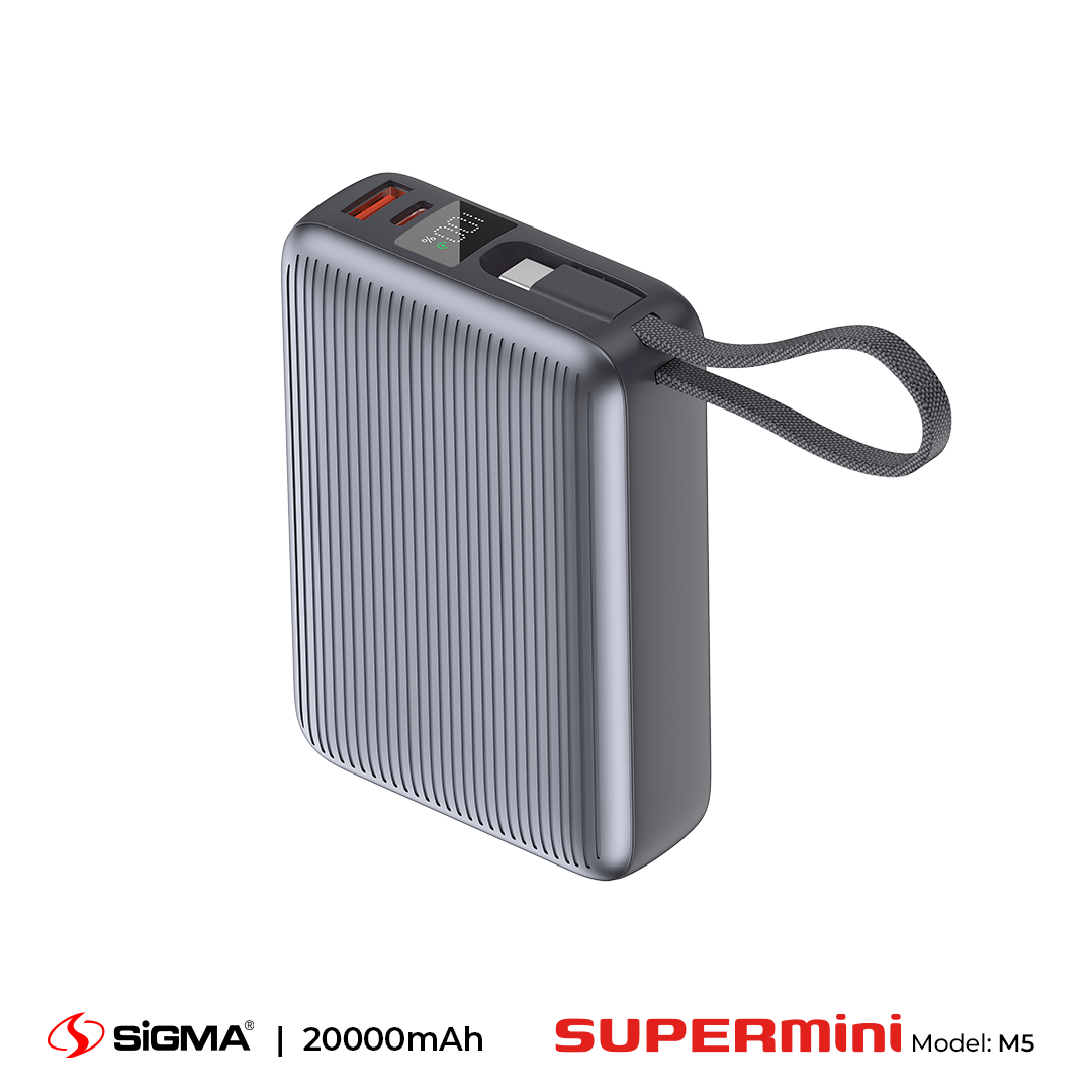 Sigma M5 Mini 20000mAh Power Bank – 45W Fast Charging Type-C Portable Charger