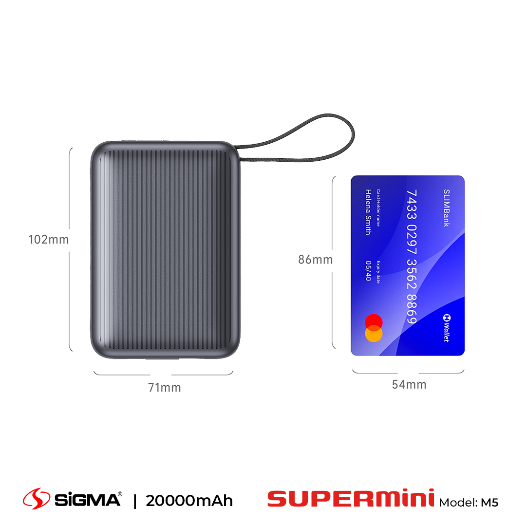sigma 20000mah mini powerbank 45w credit card size
