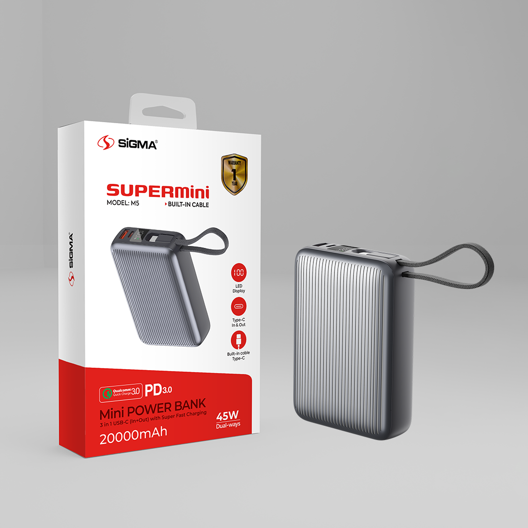 sigma m5 portable powerbank fast charging type-c
