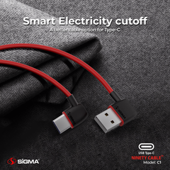 Sigma C1 Ninety Cable – 90 Degree Type-C Charger for Mobile & Gaming