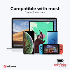 Sigma C1 Type-C 90 Degree Charging Cable – 1m TPE Durable Wire