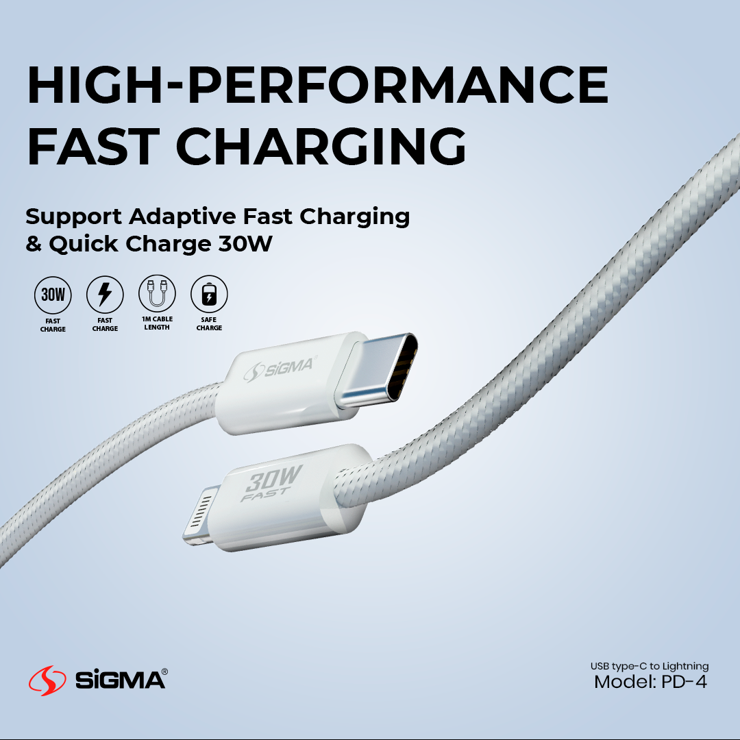 SiGMA 30W PD SERIES CABLE Lightning to C Model: PD-4