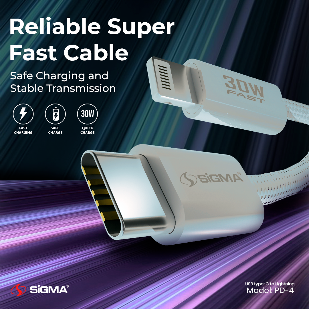 SiGMA 30W PD SERIES CABLE Lightning to C Model: PD-4