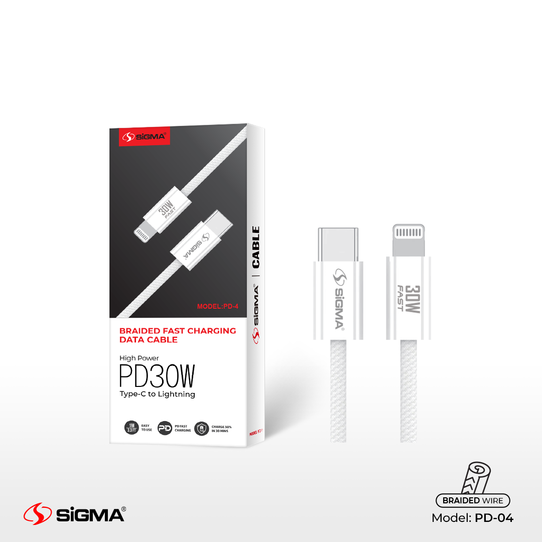 SiGMA 30W PD SERIES CABLE Lightning to C Model: PD-4