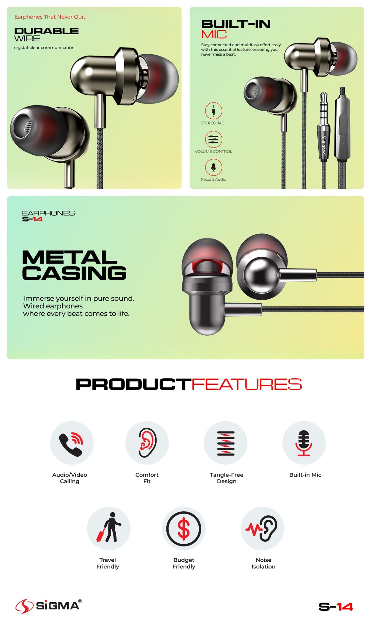 Sigma S14 Premium Earphones