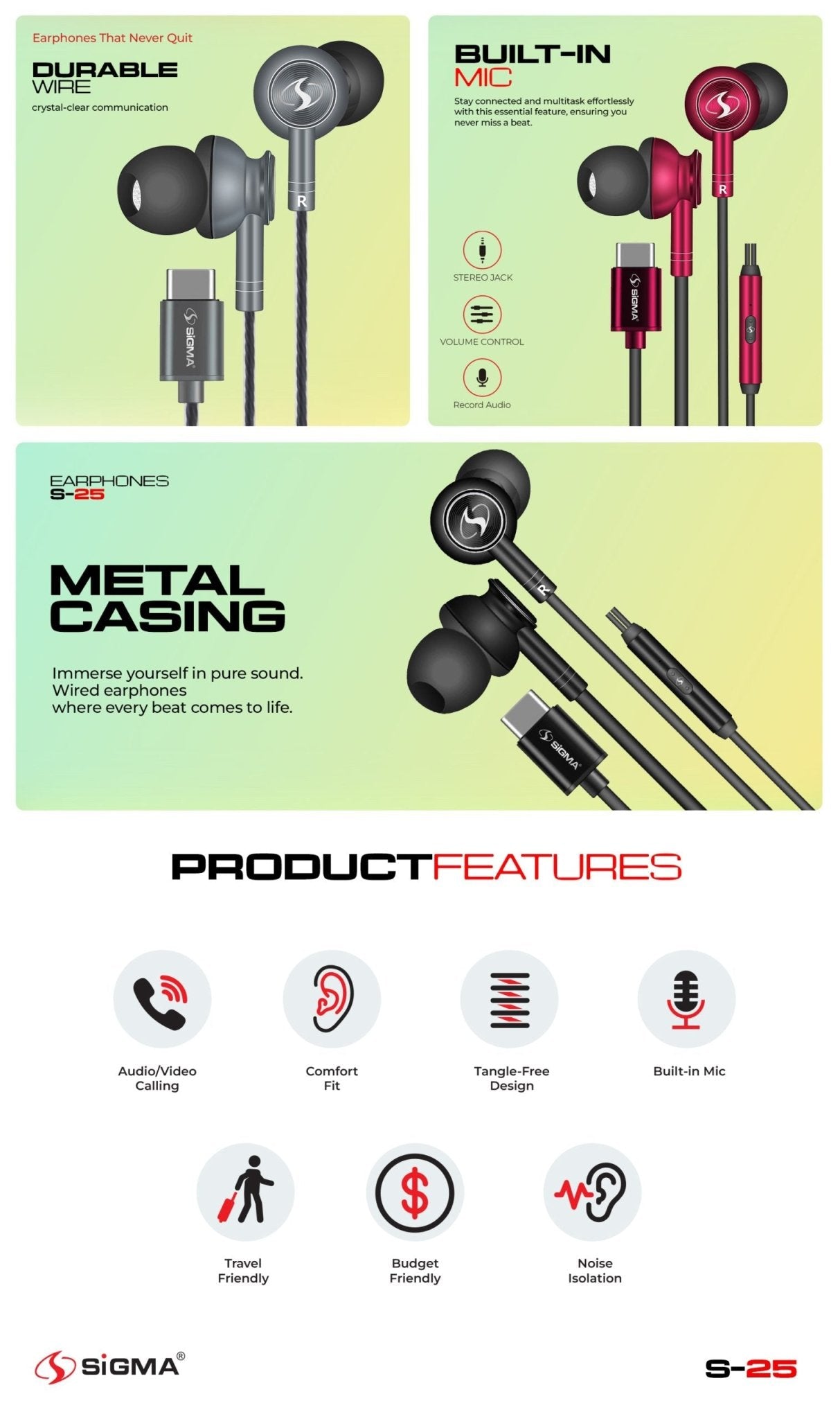 Groove Earphones High Quality S - 25 Type - C - Sigma Lifestylesigmalife.stylevariable