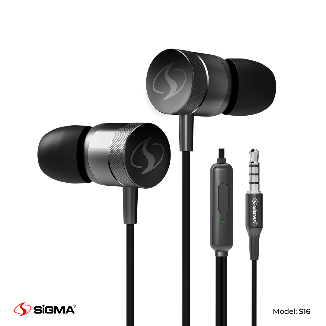 Sigma S-16 Deepbass earphones handsfree in metal color 