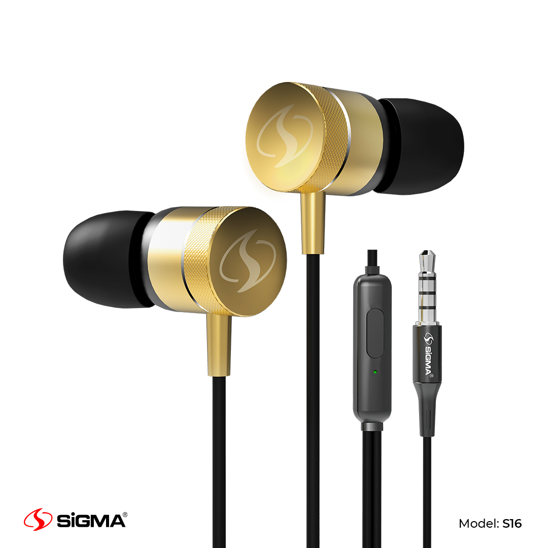 Sigma S-16 Deepbass earphones handsfree in yellow color
